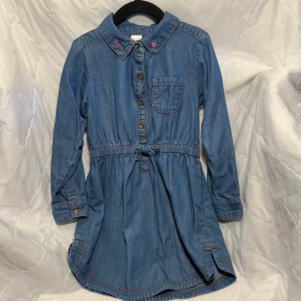 Carter's Denim Button-Up Dress with Pink Accents